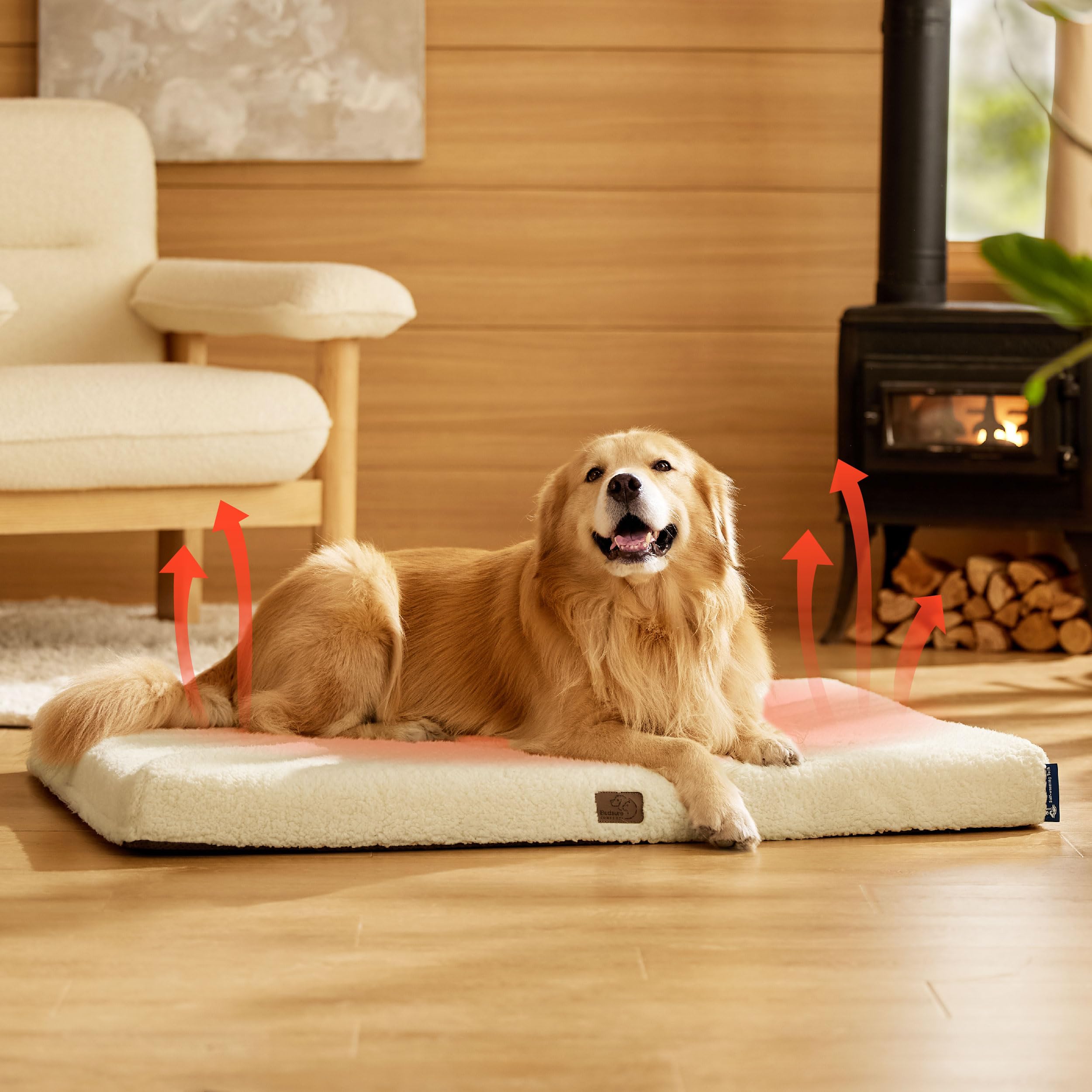 Bedsure dog bed suitable for pets up to 100 lbs, non-electric warmth