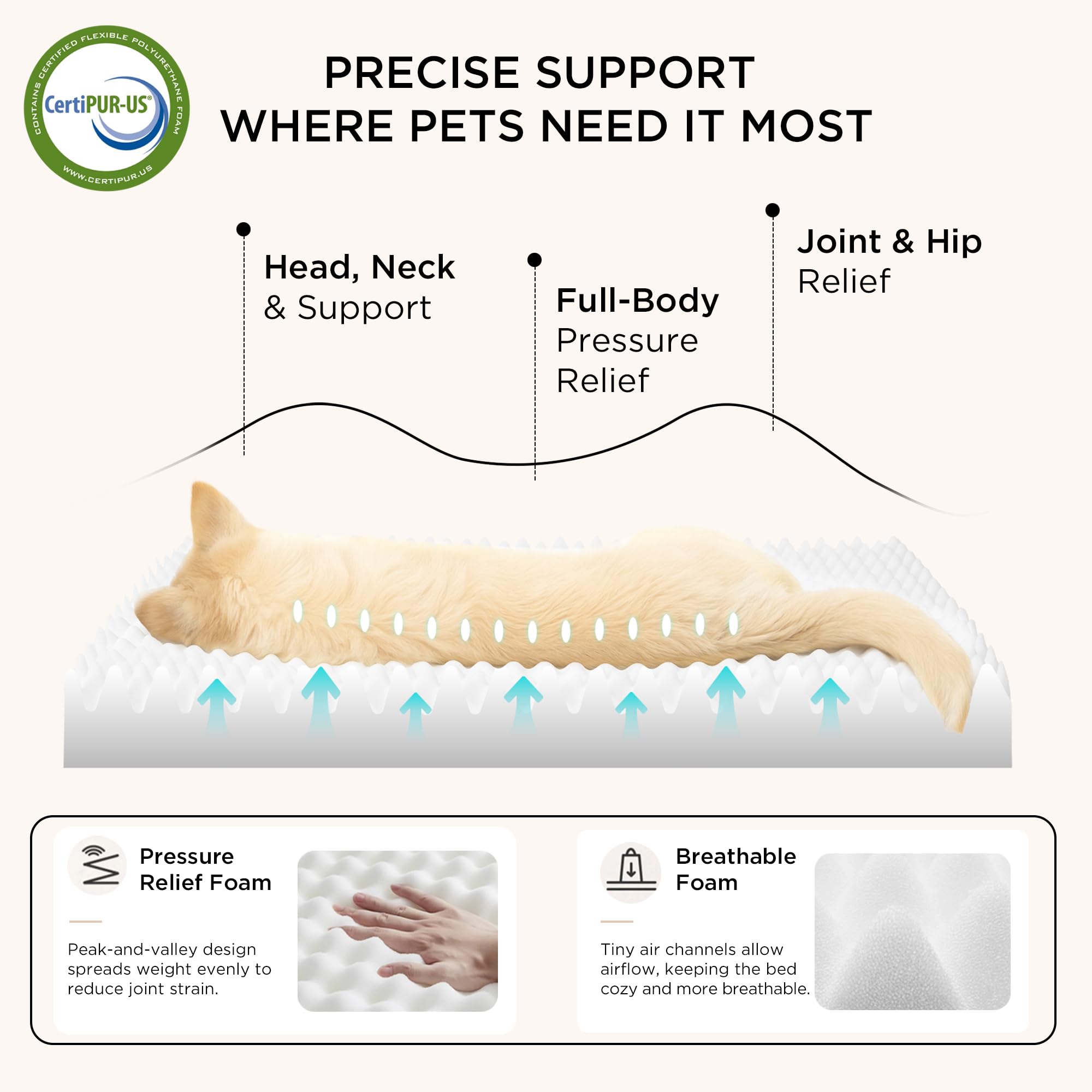 Bedsure XS bed features anti-slip base to stay secure on any surface