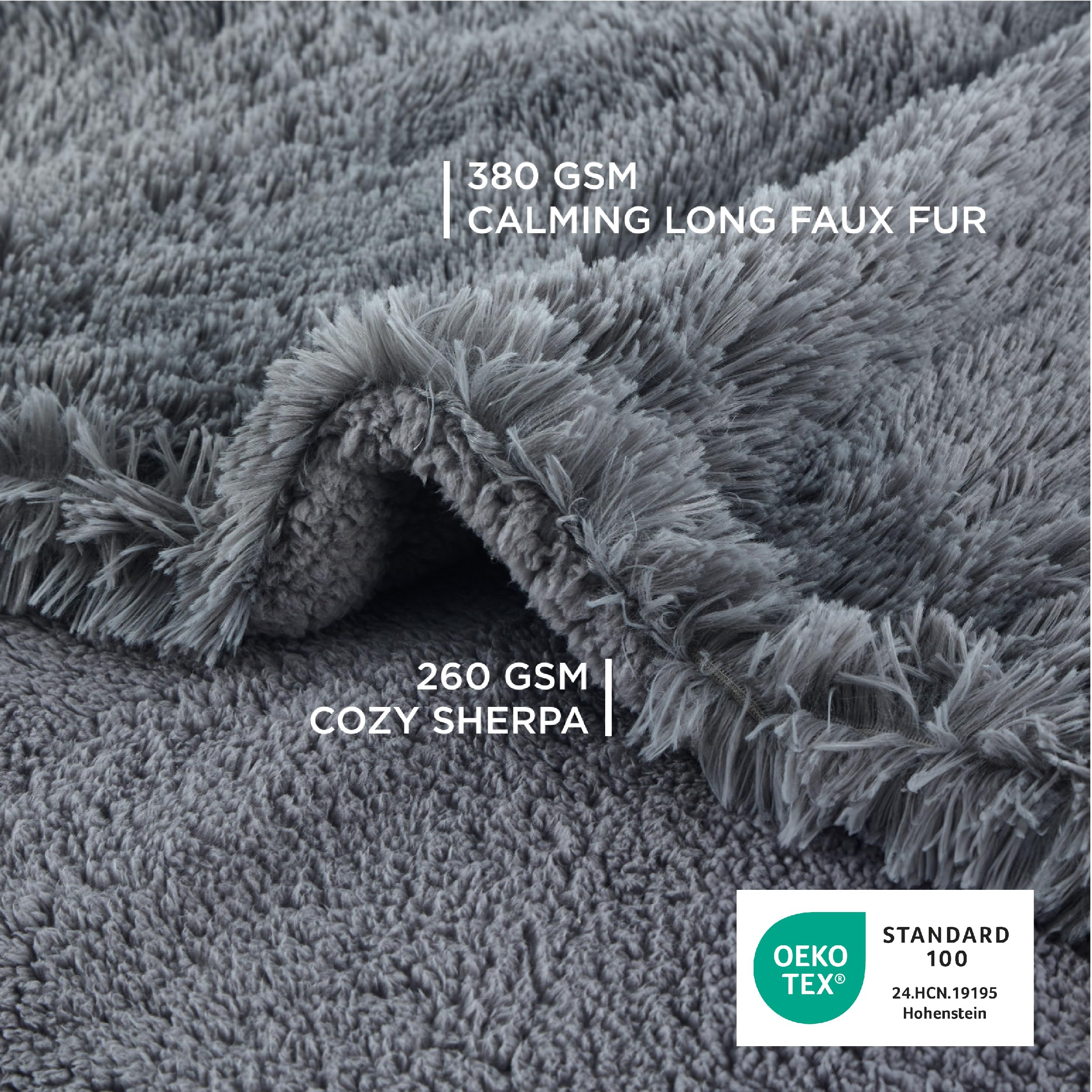 Bedsure calming faux fur side adds luxury and soothing warmth for snuggling.