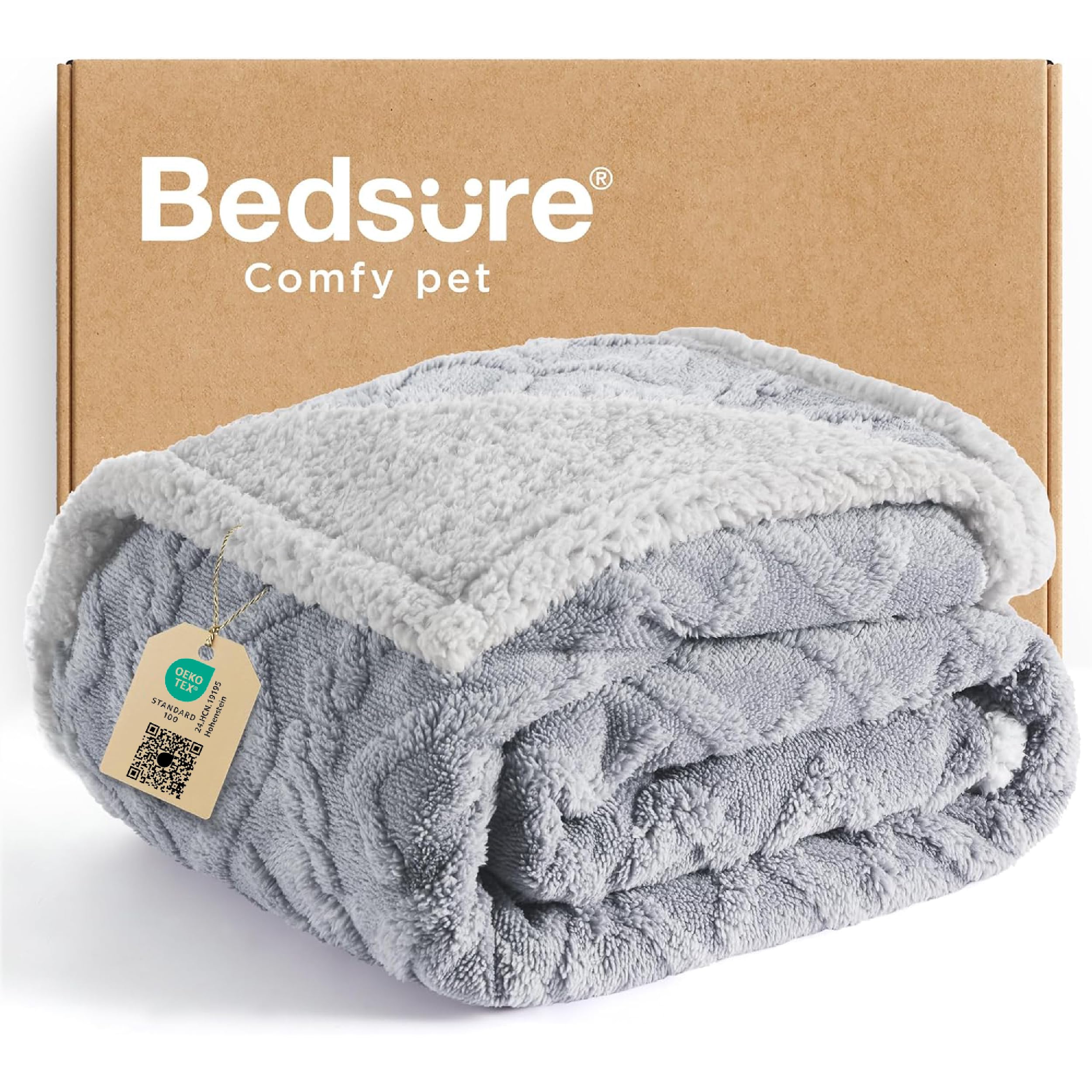 Bedsure dog blanket large front view showing generous couch coverage and protection