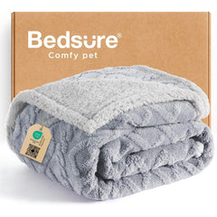 Bedsure dog blanket large front view showing generous couch coverage and protection