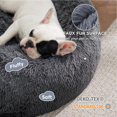 Bedsure donut bed with anti-slip base keeps pets secure.