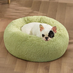 Bedsure donut bed green 23in close-up fur texture highlighting softness