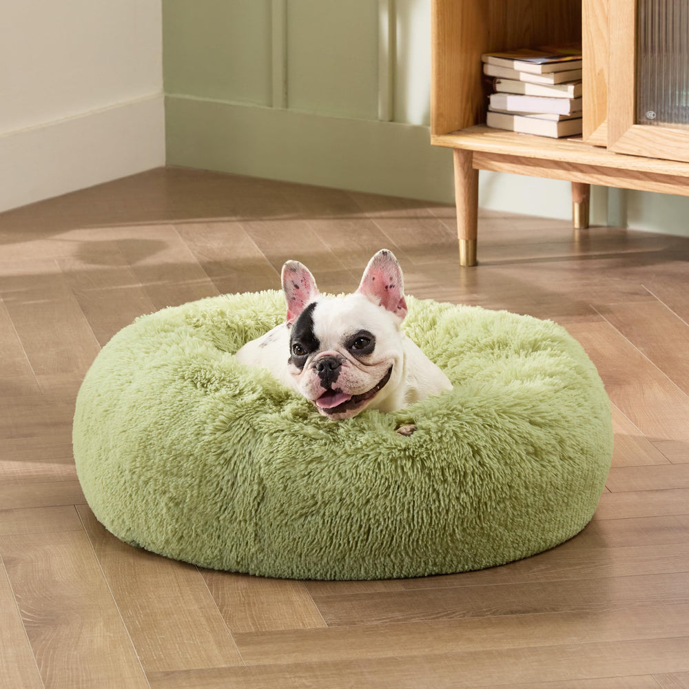 Bedsure donut bed green 23in compact packaging demonstrates easy storage