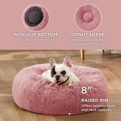 Bedsure donut bed plush faux fur surface highlights ultra-soft comfort for naps