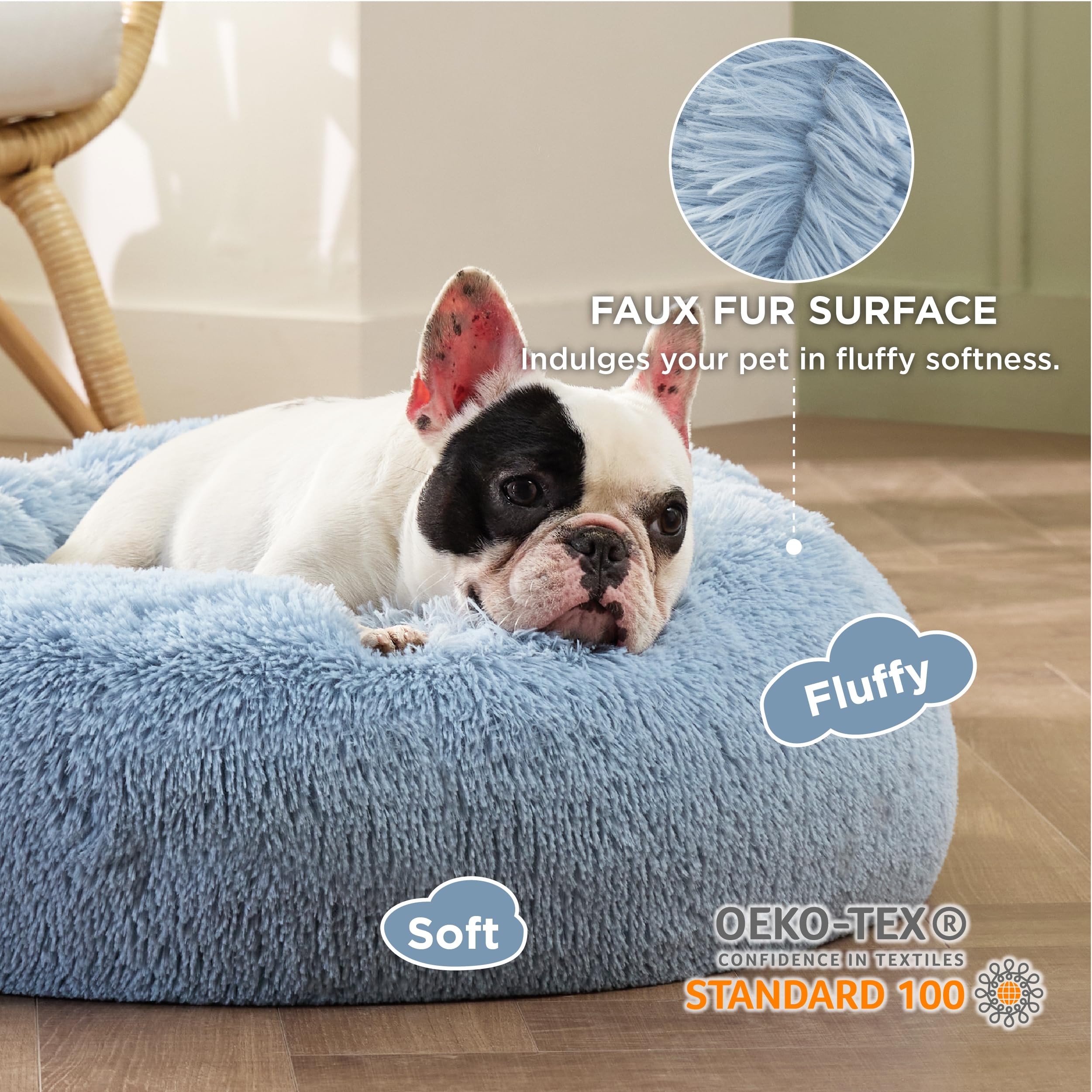 Bedsure donut bed with raised-edge-support for head and neck comfort during sleep.