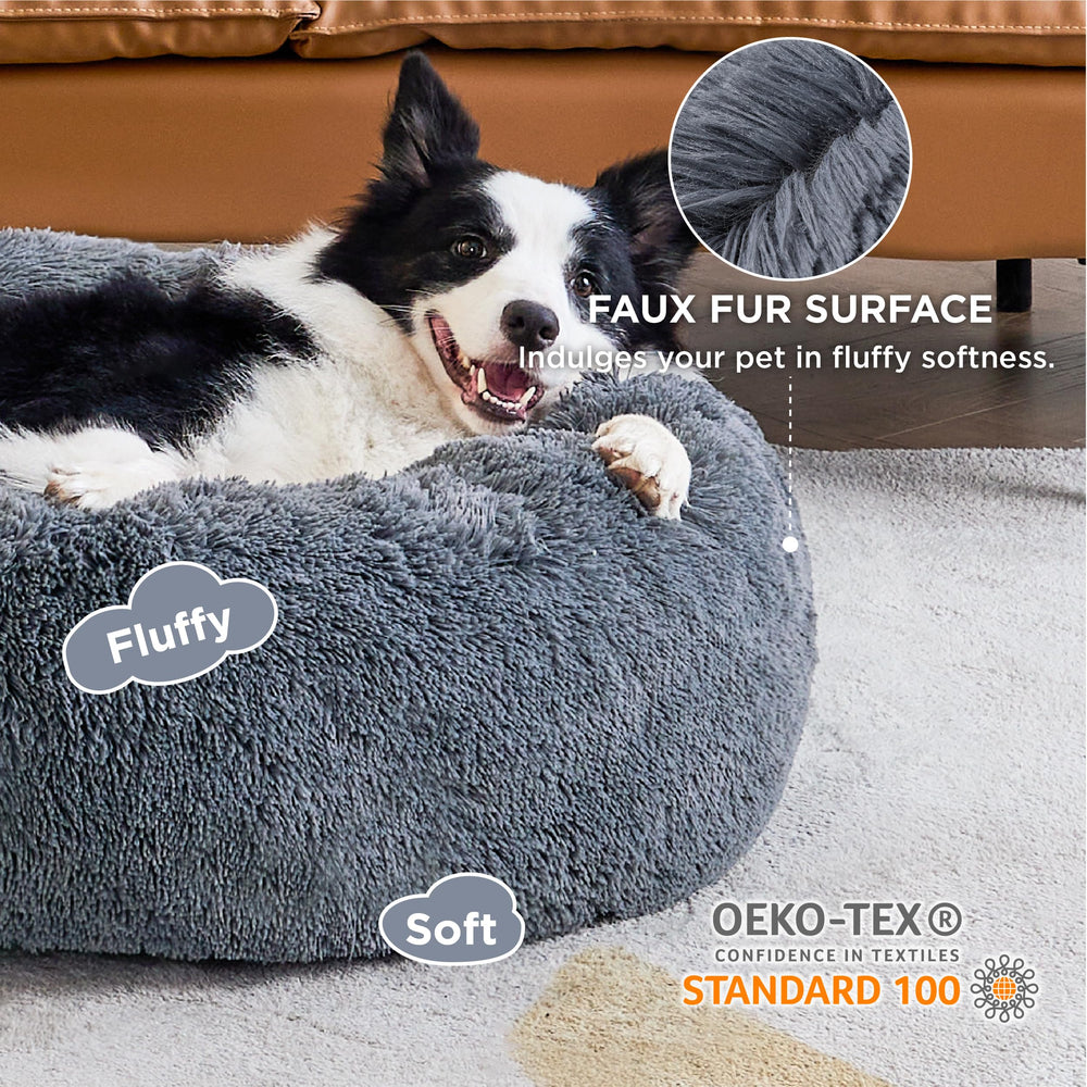 Bedsure donut bed round shape helps pets feel secure during rest.