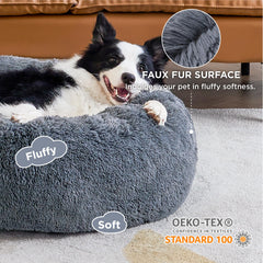 Bedsure donut bed round shape helps pets feel secure during rest.