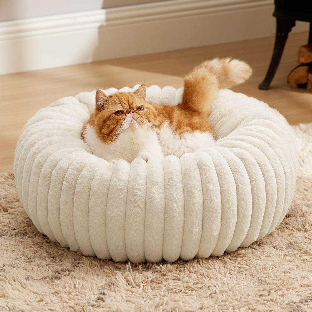 Bedsure donut cat bed with anti-slip bottom for secure lounging.