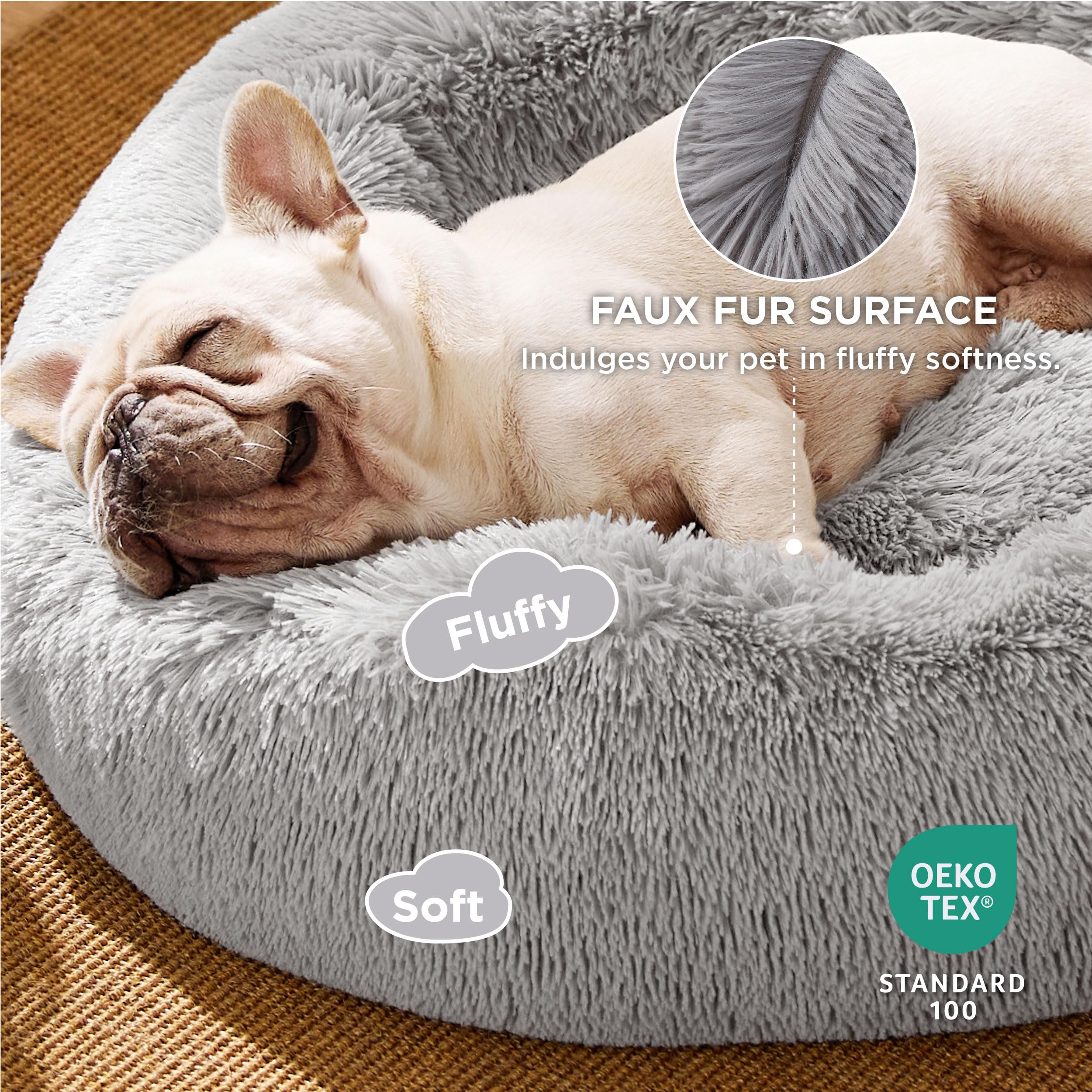 Bedsure donut design pet bed showing cozy nest and raised rim.