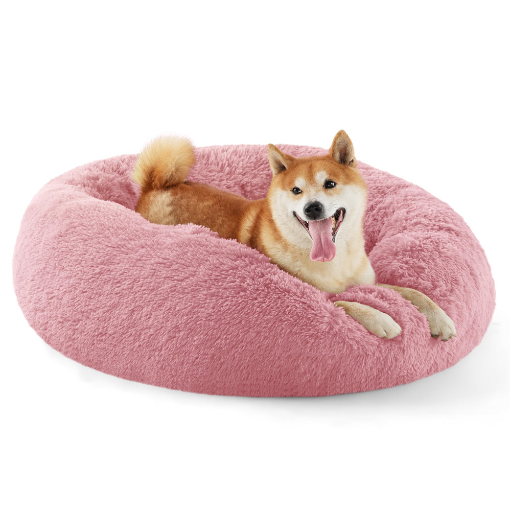 Bedsure donut dog bed front view shows cozy round design for curl-up comfort.