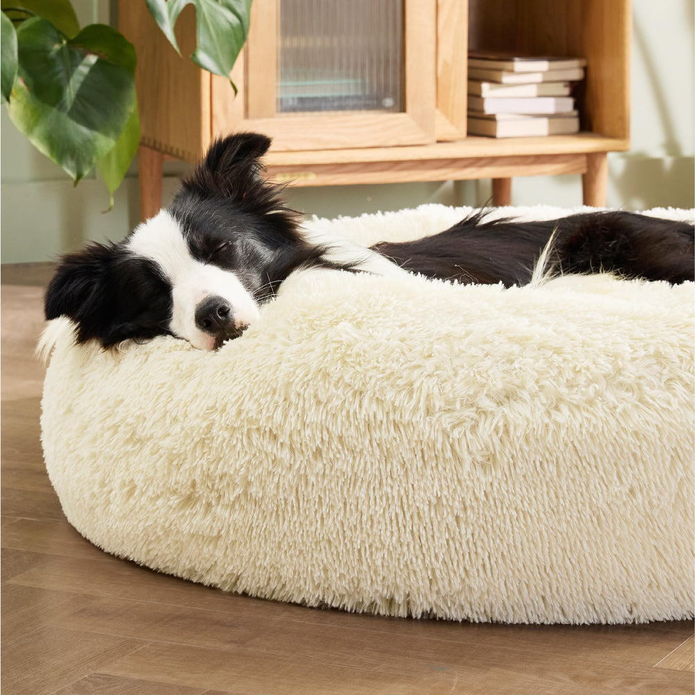 Bedsure donut dog bed non-slip base keeps bed in place on floors