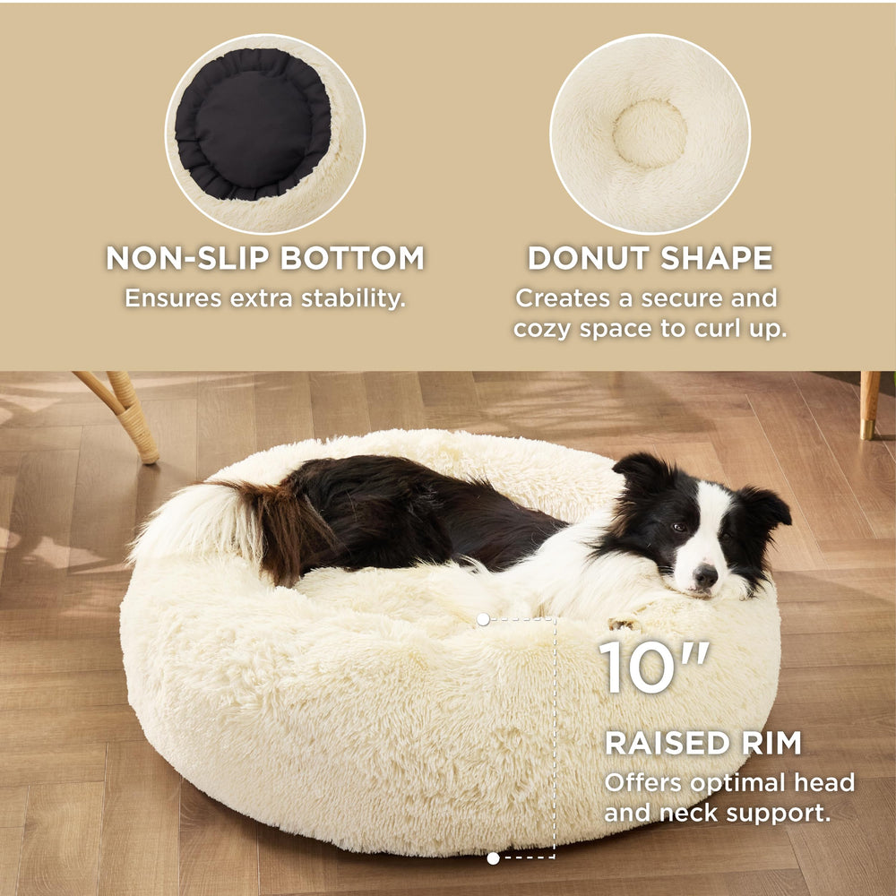 Bedsure donut dog bed raised rim supports head and neck for comfort