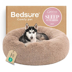 Bedsure donut dog bed round soft fur offers cozy curl-up sleep for pets