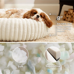 Bedsure Donut Medium Dog Bed side profile reveals supportive edge for neck comfort