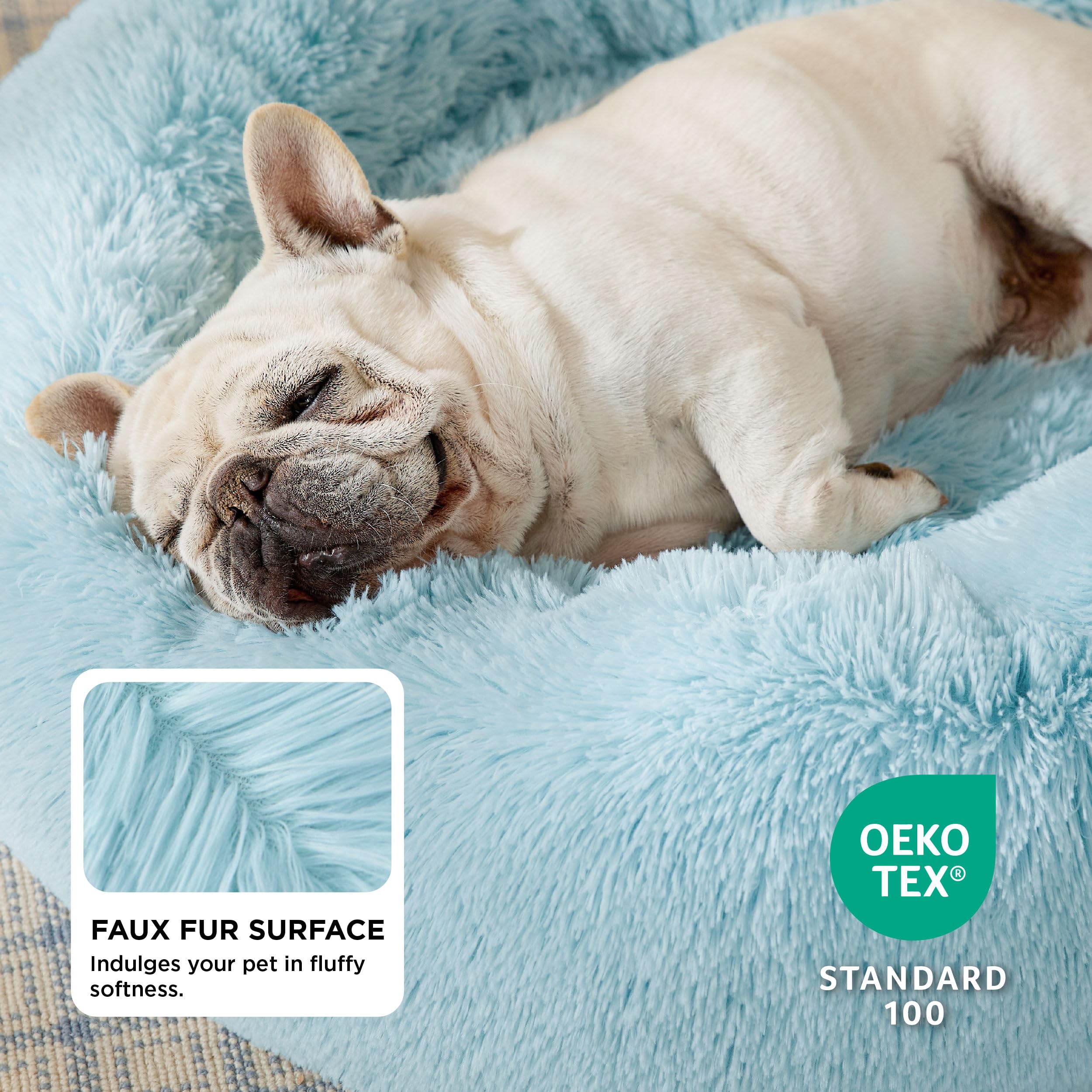 Bedsure donut pet bed with non-slip base for secure lounging.