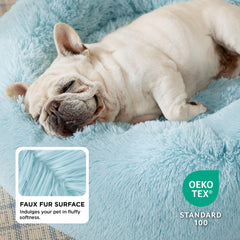 Bedsure donut pet bed with non-slip base for secure lounging.