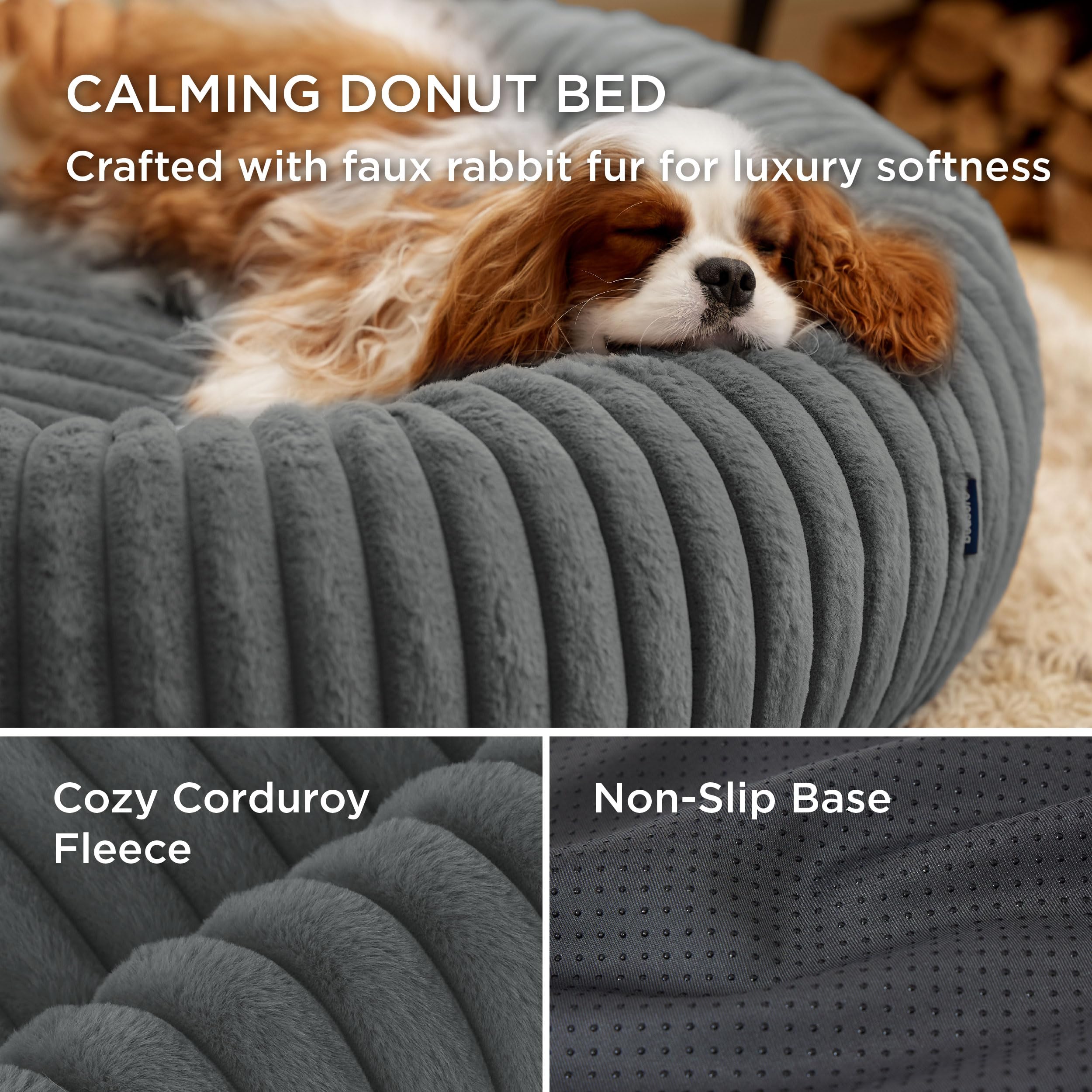 Bedsure Donut small dog bed close-up illustrating soft faux fur texture
