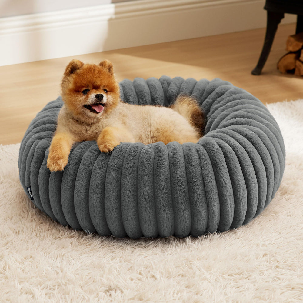 Bedsure Donut small dog bed top view shows cozy round shape for snug naps
