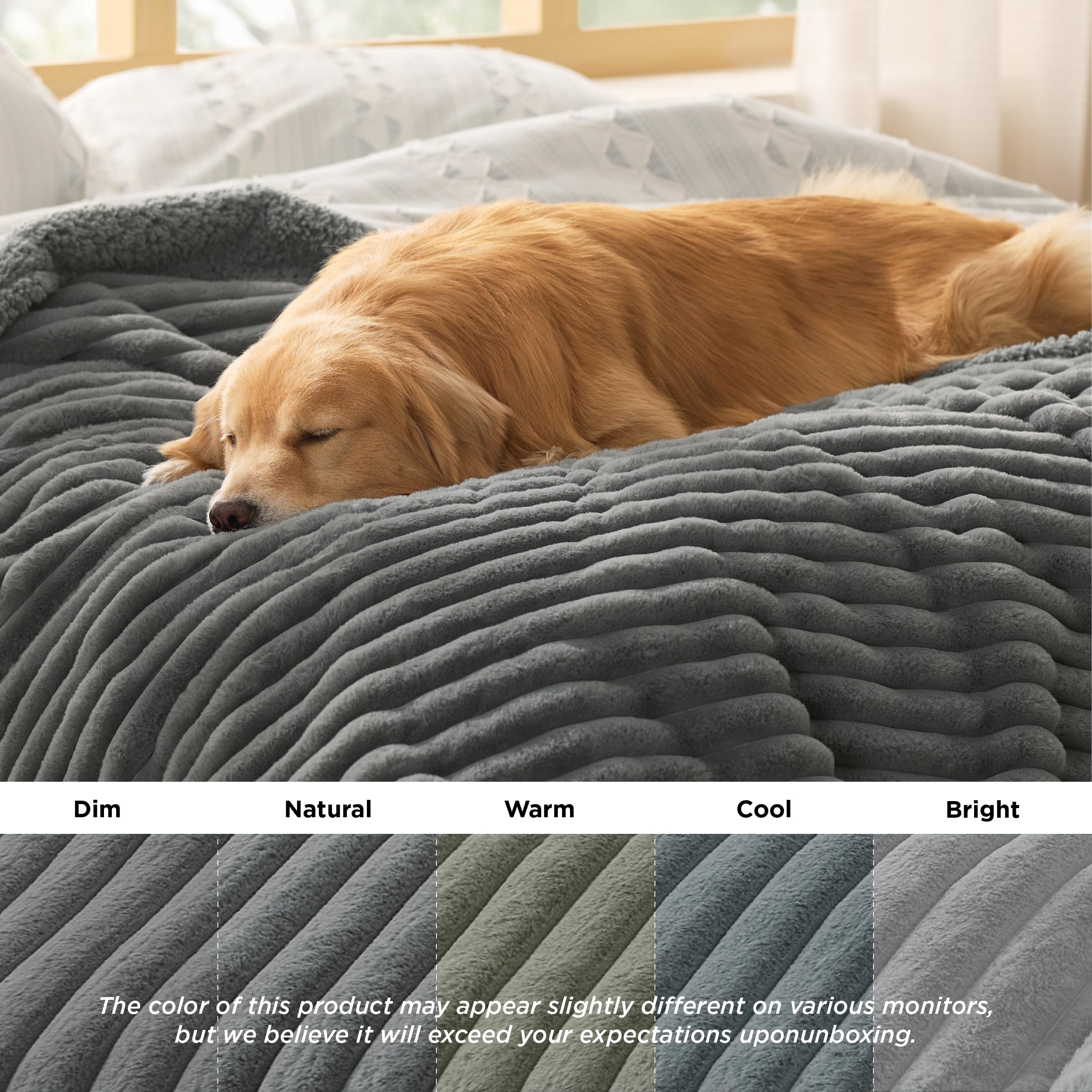 Bedsure edge-stitched blanket protects furniture from fur and stains.