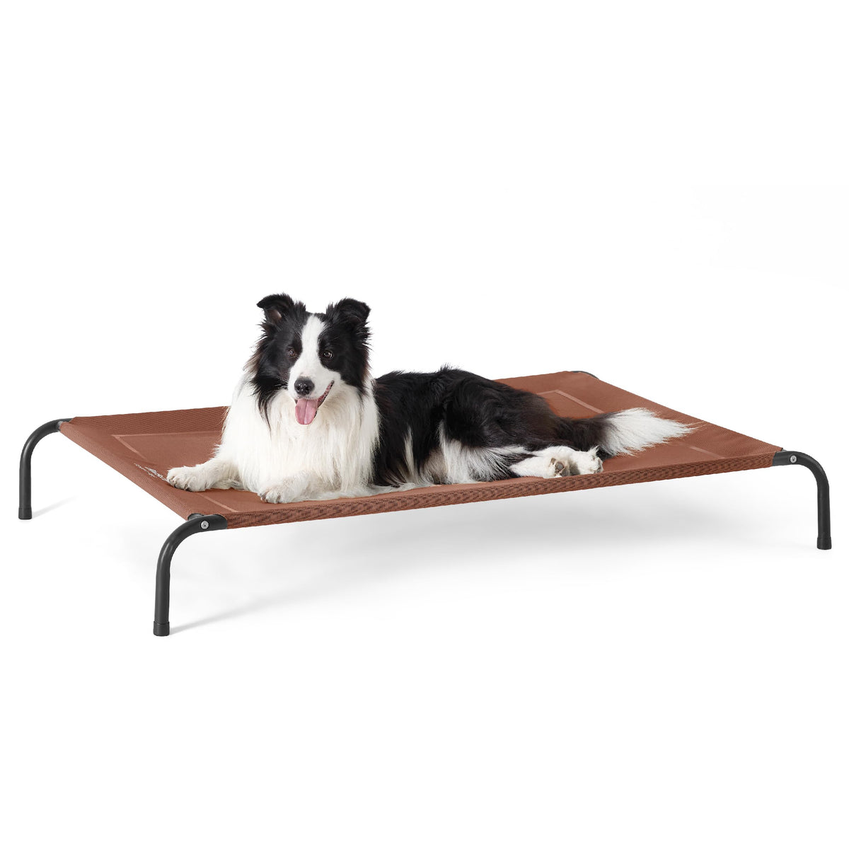 Bedsure elevated cooling cot for large dogs with terracotta frame and breathable mesh outdoors