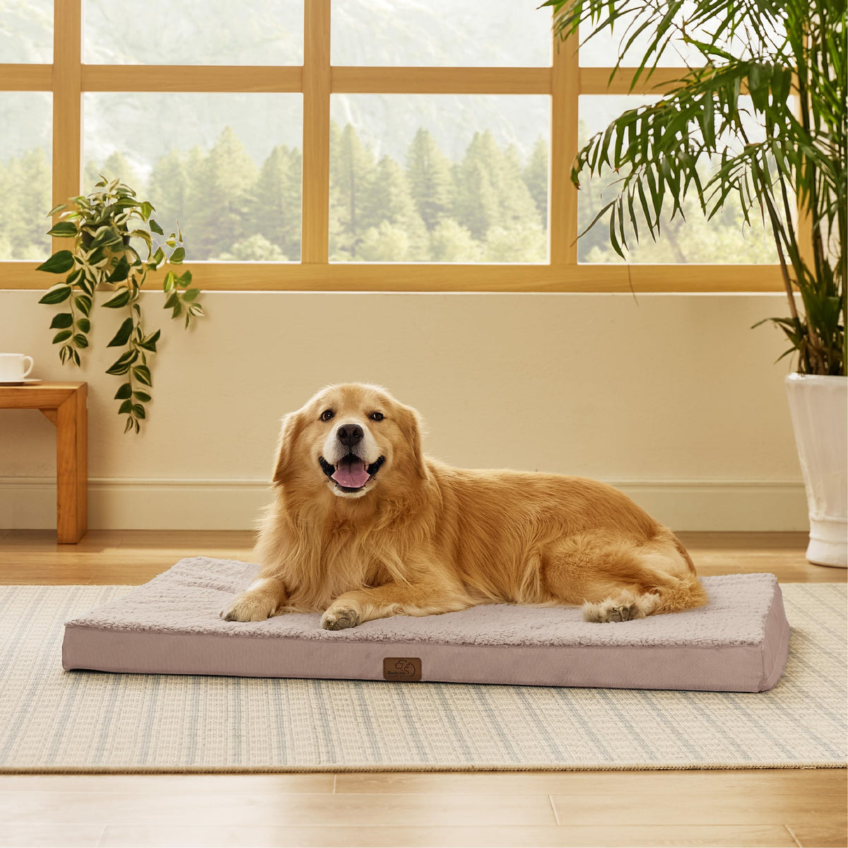 Bedsure extralarge dog bed with egg crate foam provides joint support for restful sleep.