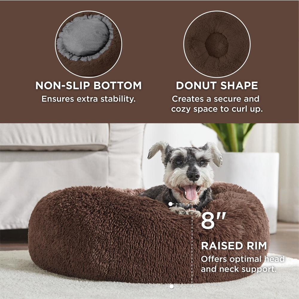 Bedsure faux-fur dog bed close-up highlighting plush softness.