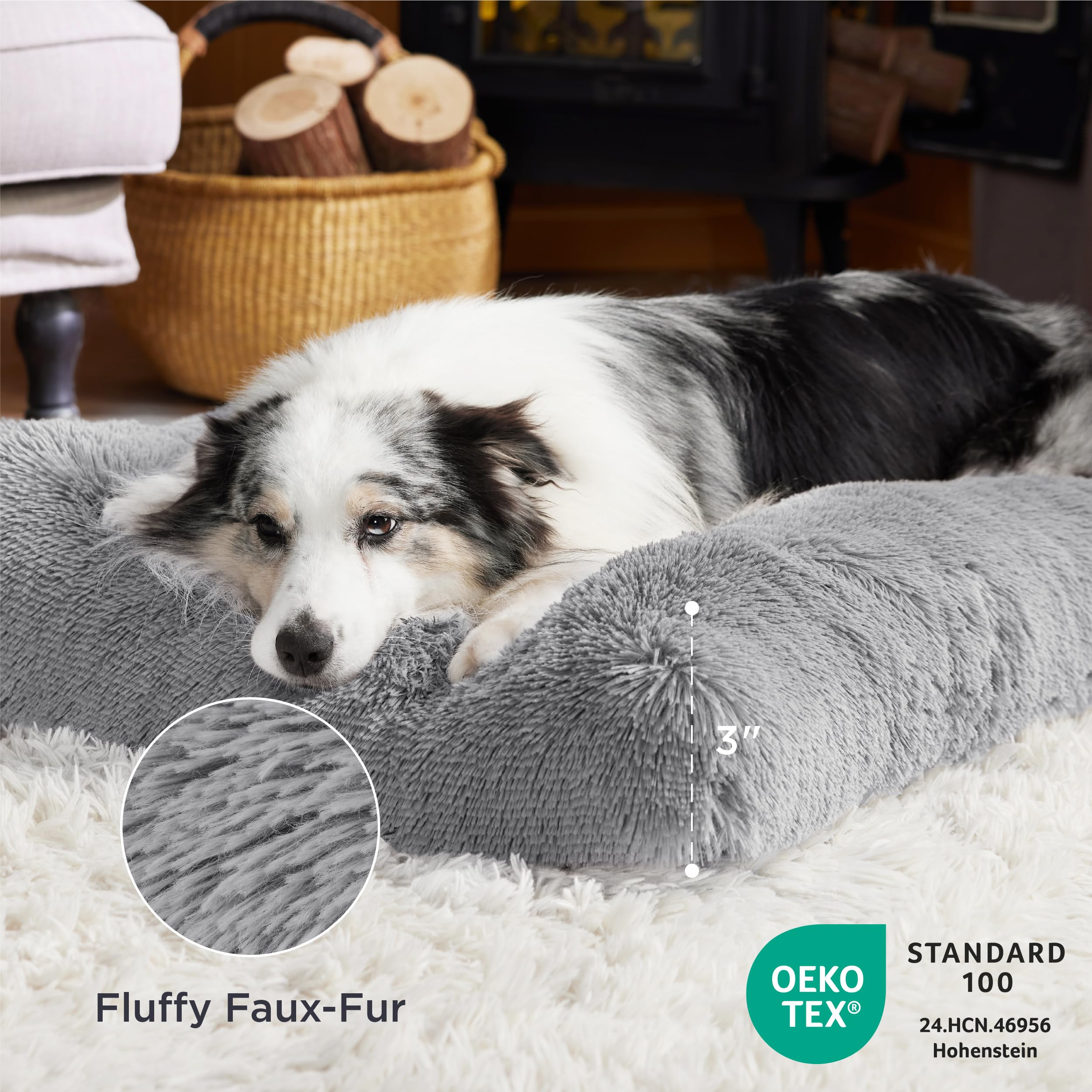 Bedsure faux fur dog crate pad for large breed adds plush warmth and snuggle-worthy comfort.