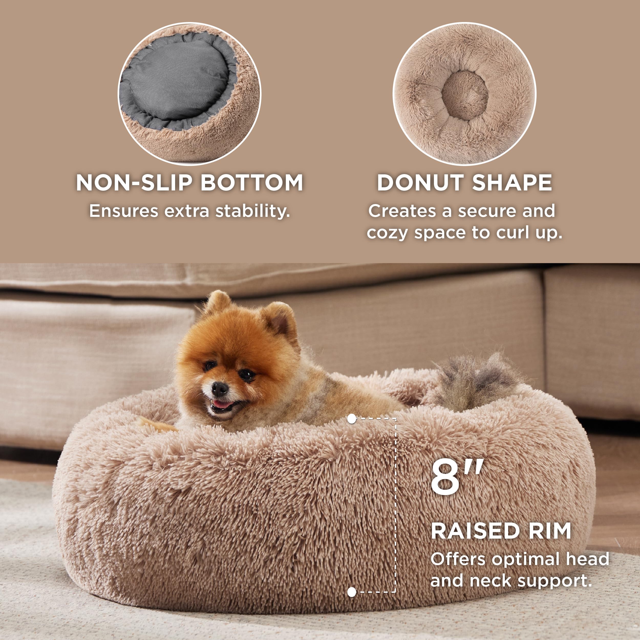 Bedsure faux fur outer fabric camel plush and cozy for lounging.