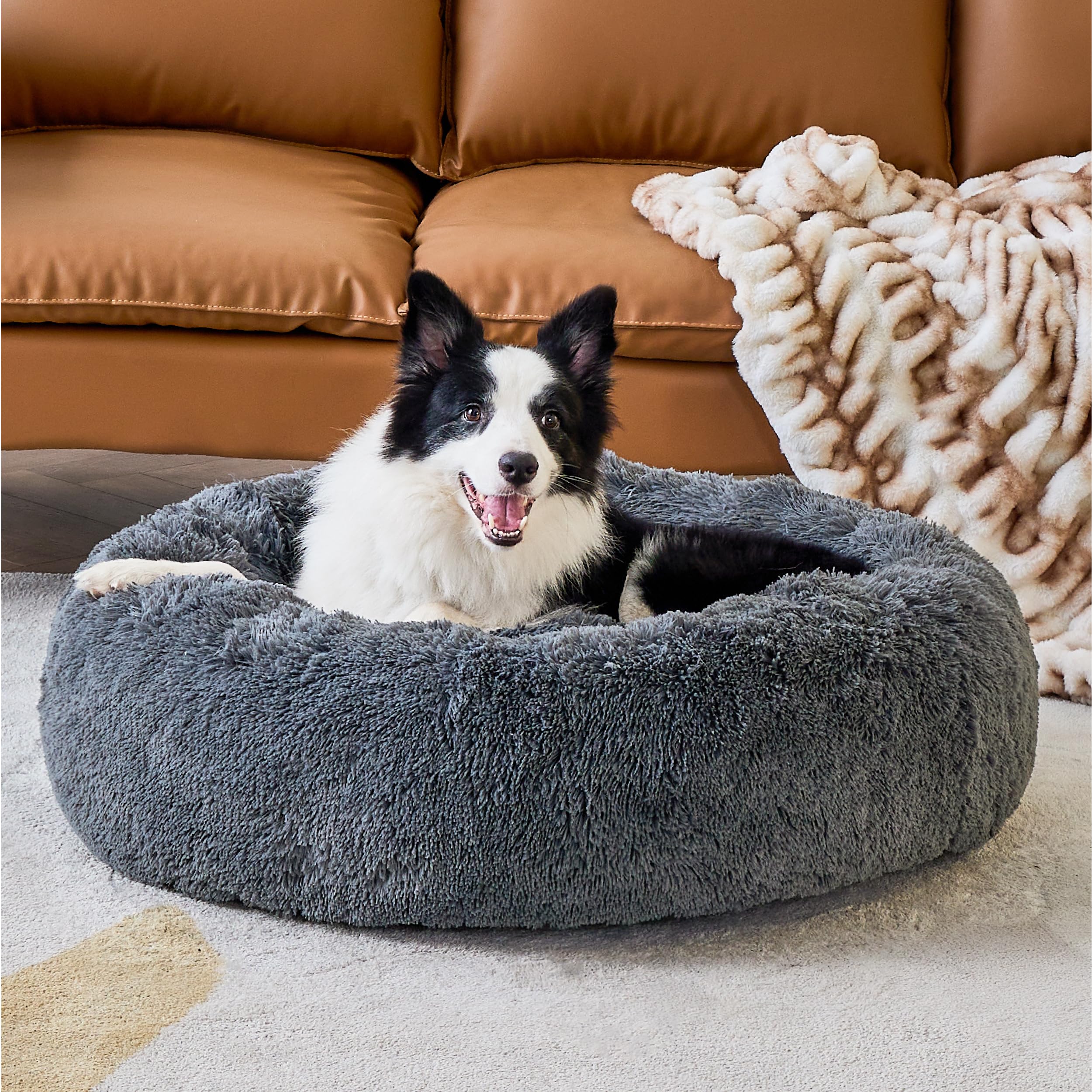 Bedsure fluffy faux fur close-up shows plush comfort for curling sleepers.