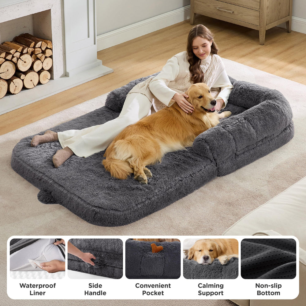 Bedsure foldable human dog bed egg-crate-foam provides pressure-relief and even weight distribution.