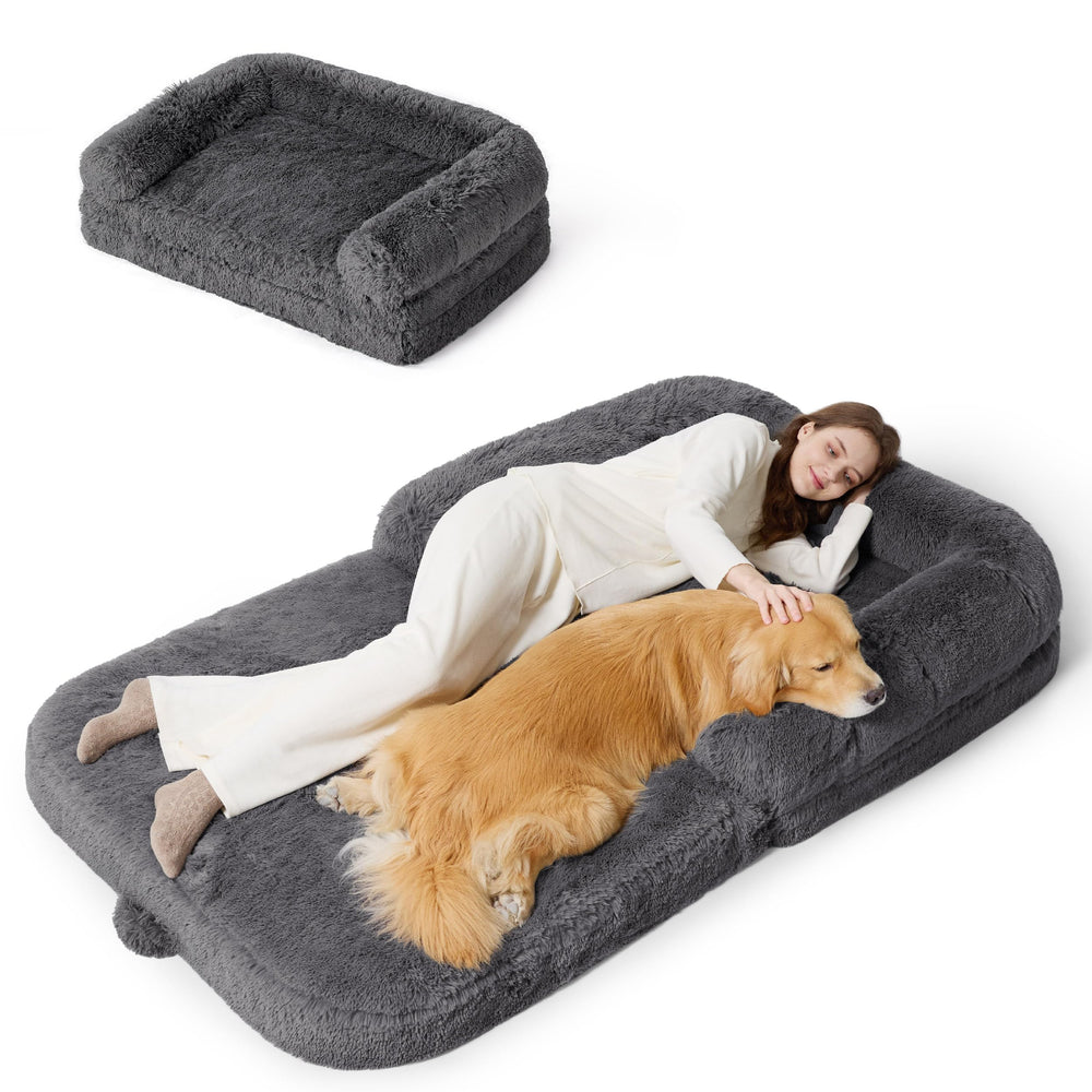 Bedsure foldable human dog bed folded-compact for easy transport and space-saving storage.