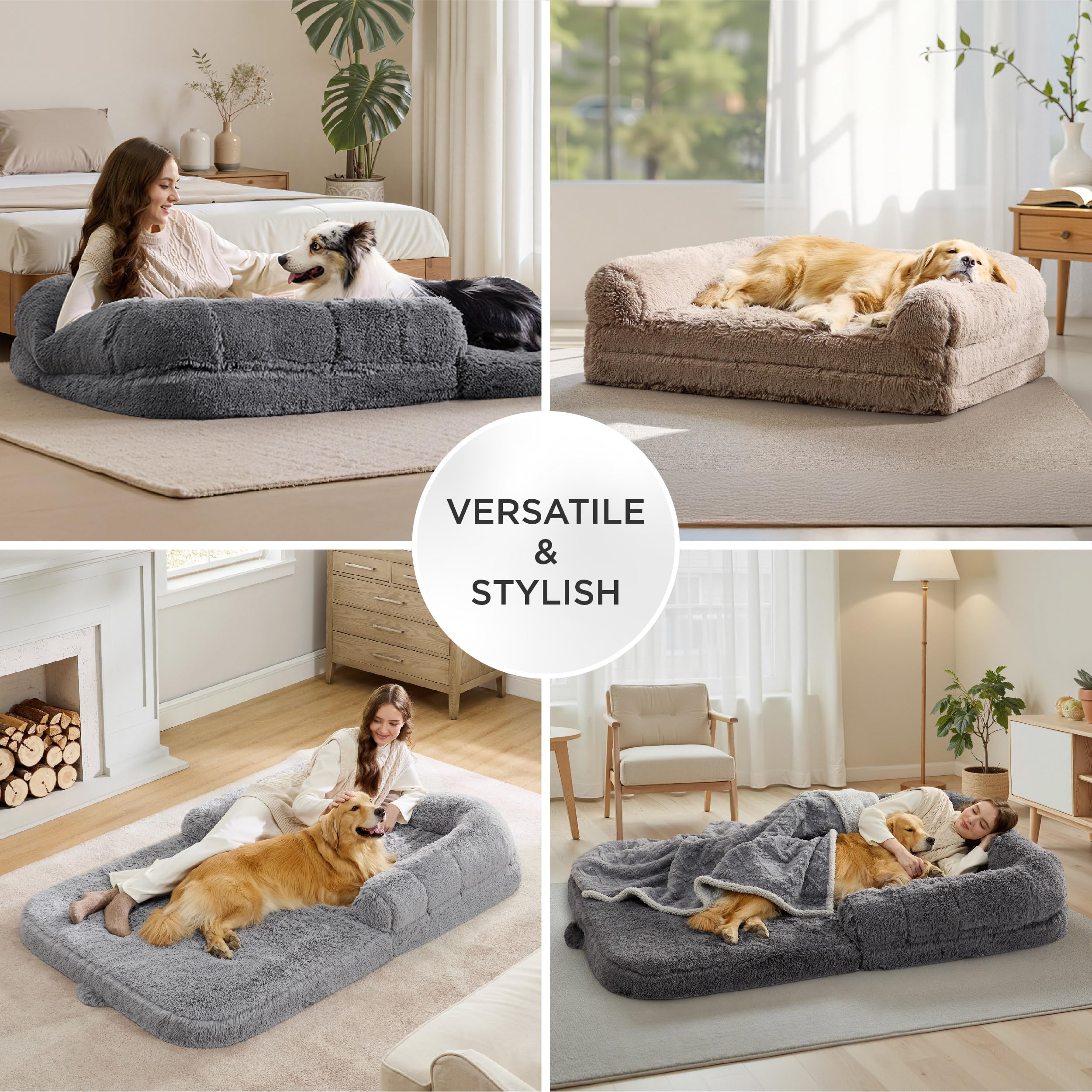 Bedsure foldable human dog bed non-skid-base keeps bed in place on any floor.