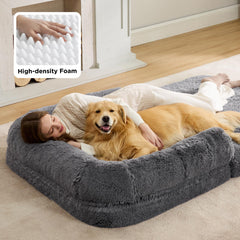 Bedsure foldable human dog bed unfolded-spacious for lounging and cuddling at home.