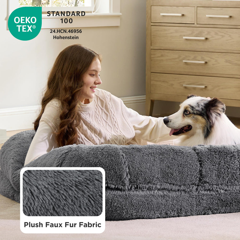 Bedsure foldable human dog bed waterproof-cover helps protect foam and simplify cleaning.