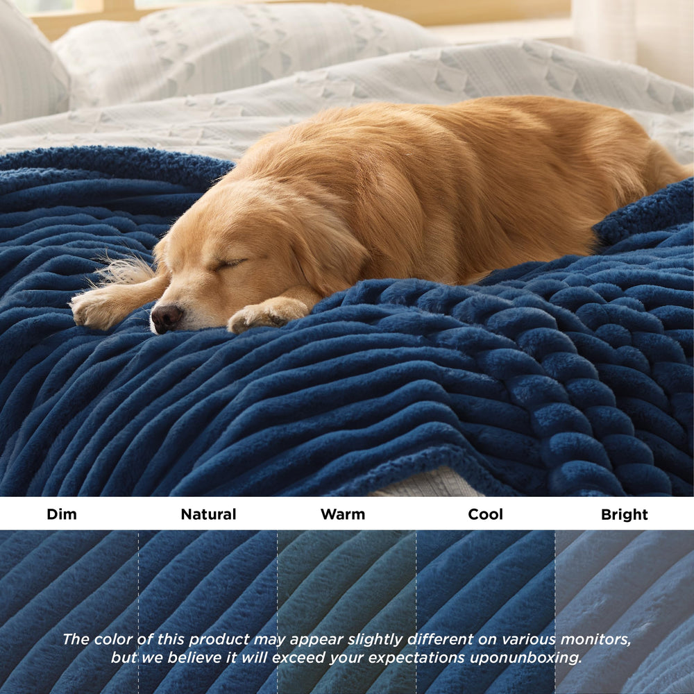 Bedsure blanket on sofa acting as furniture protection against fur and stains