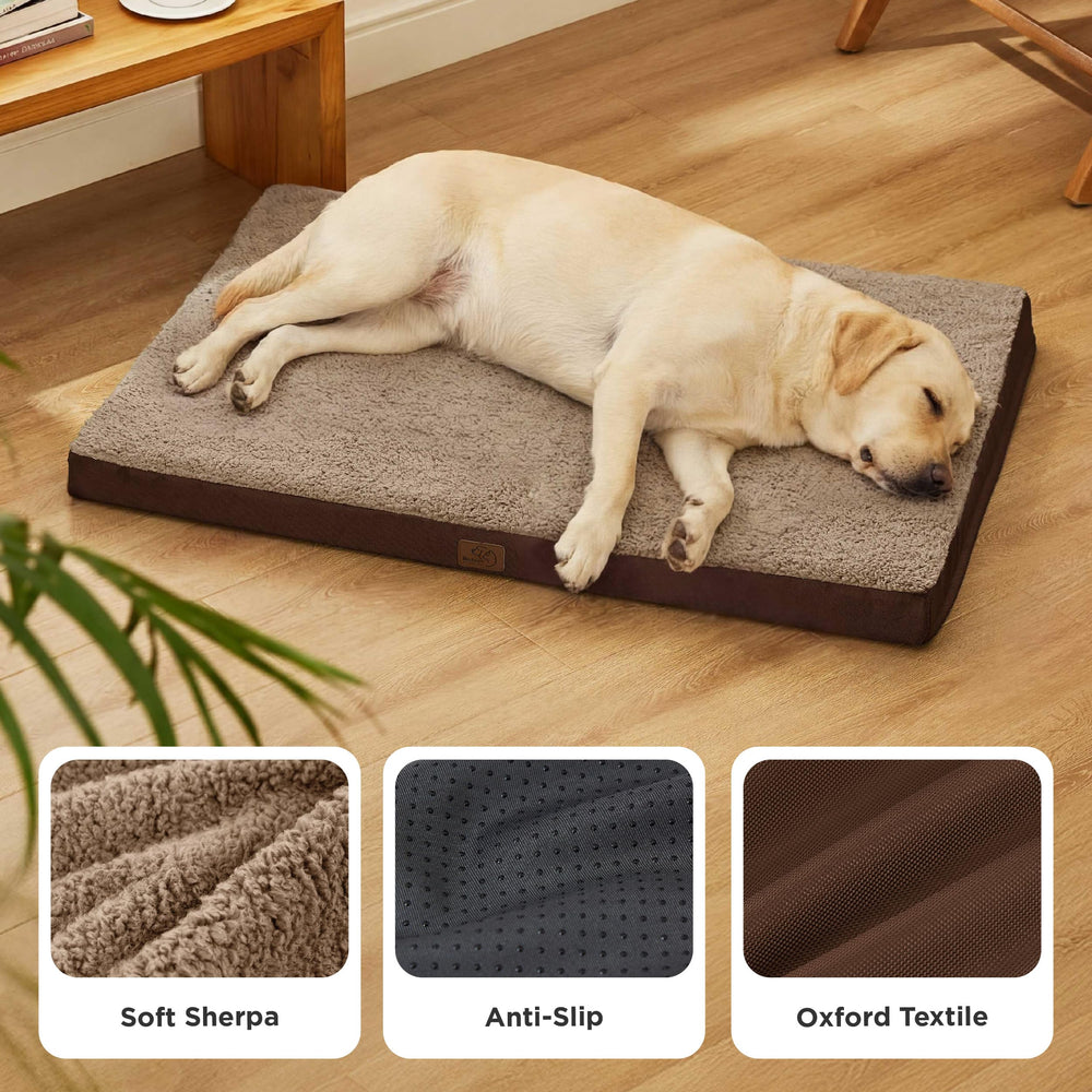 Bedsure giant dog bed anti-slip base keeps bed secure on floors.