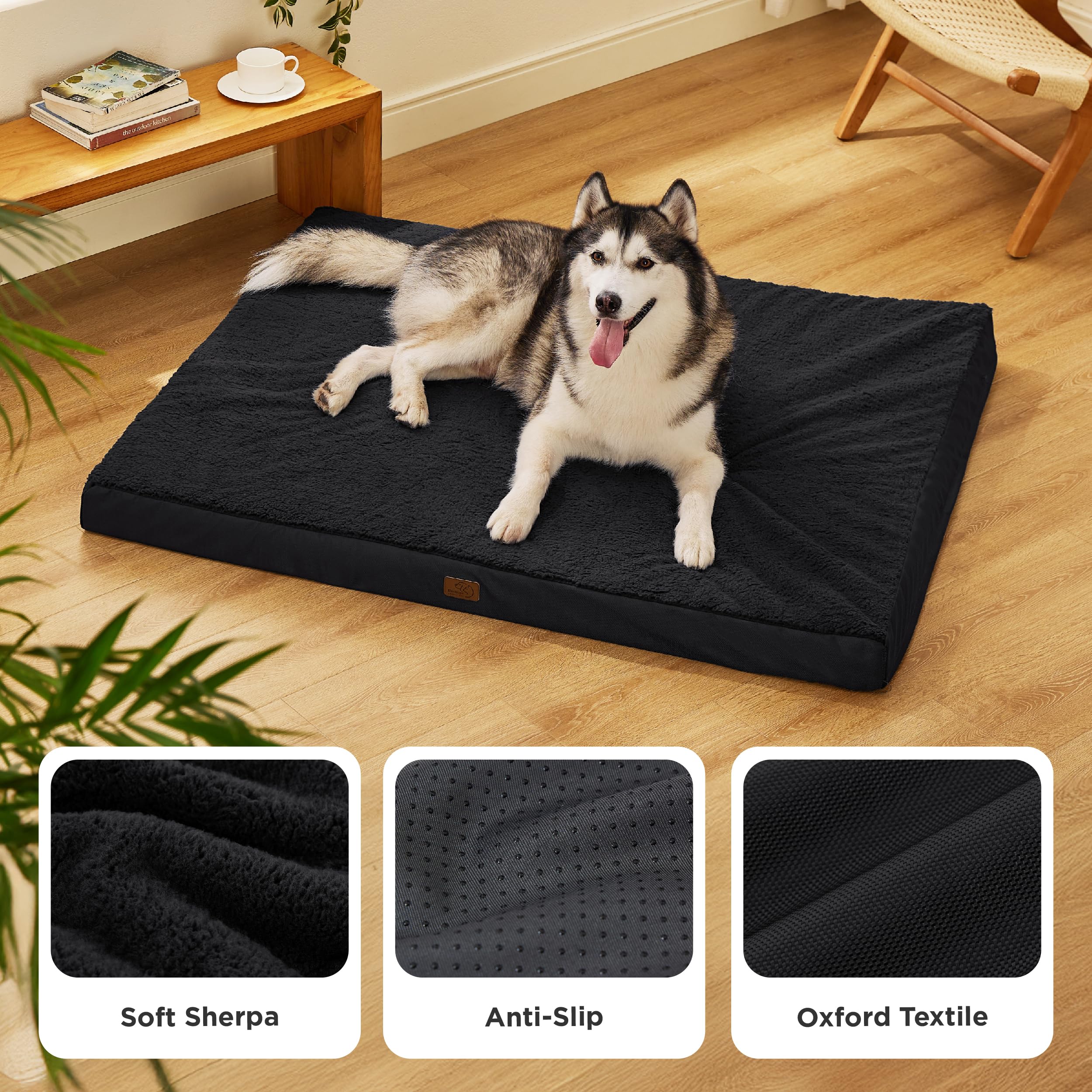 Bedsure giant dog bed in a cozy living room scene for home lounging.