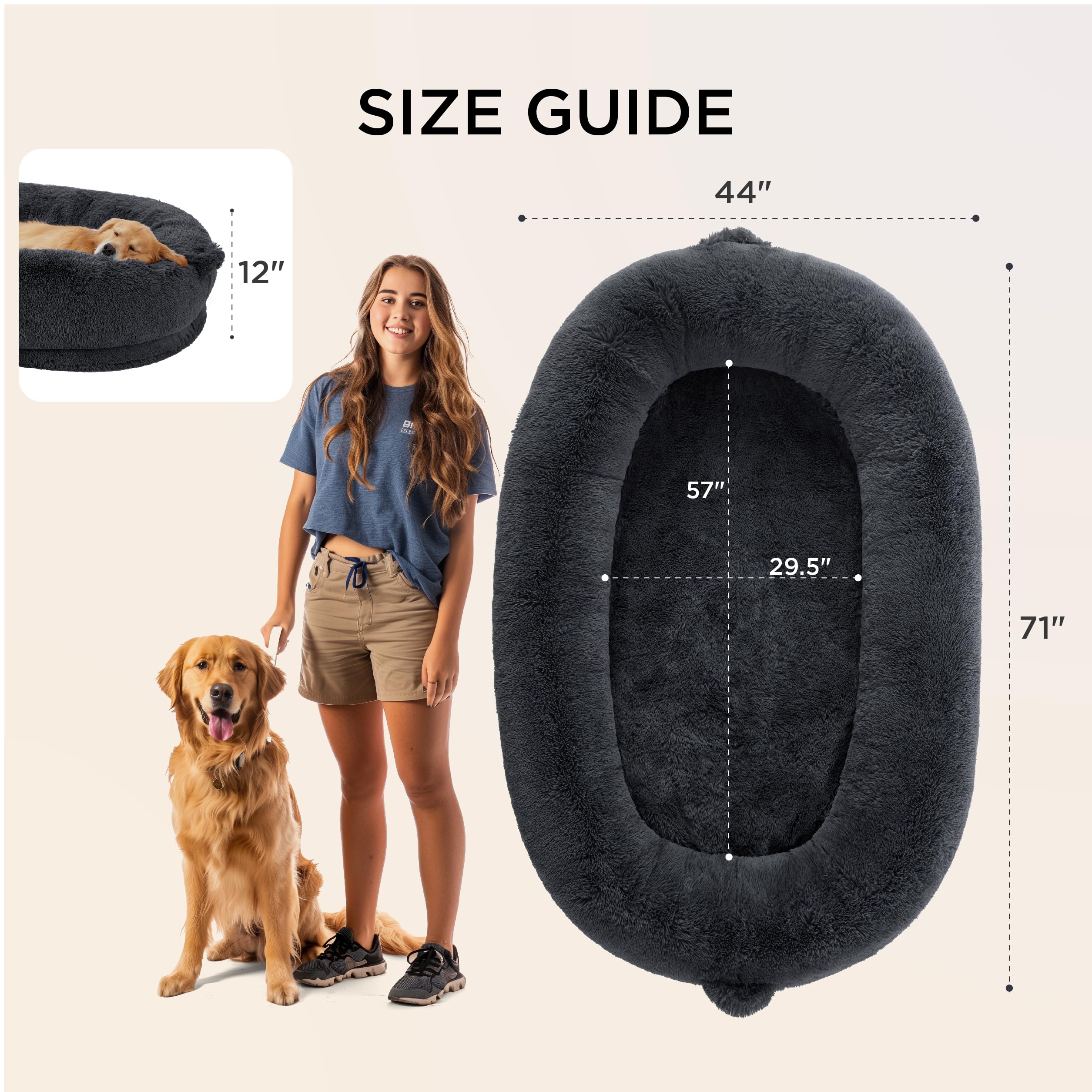 Bedsure Human Dog Bed side handles close-up for easy transport