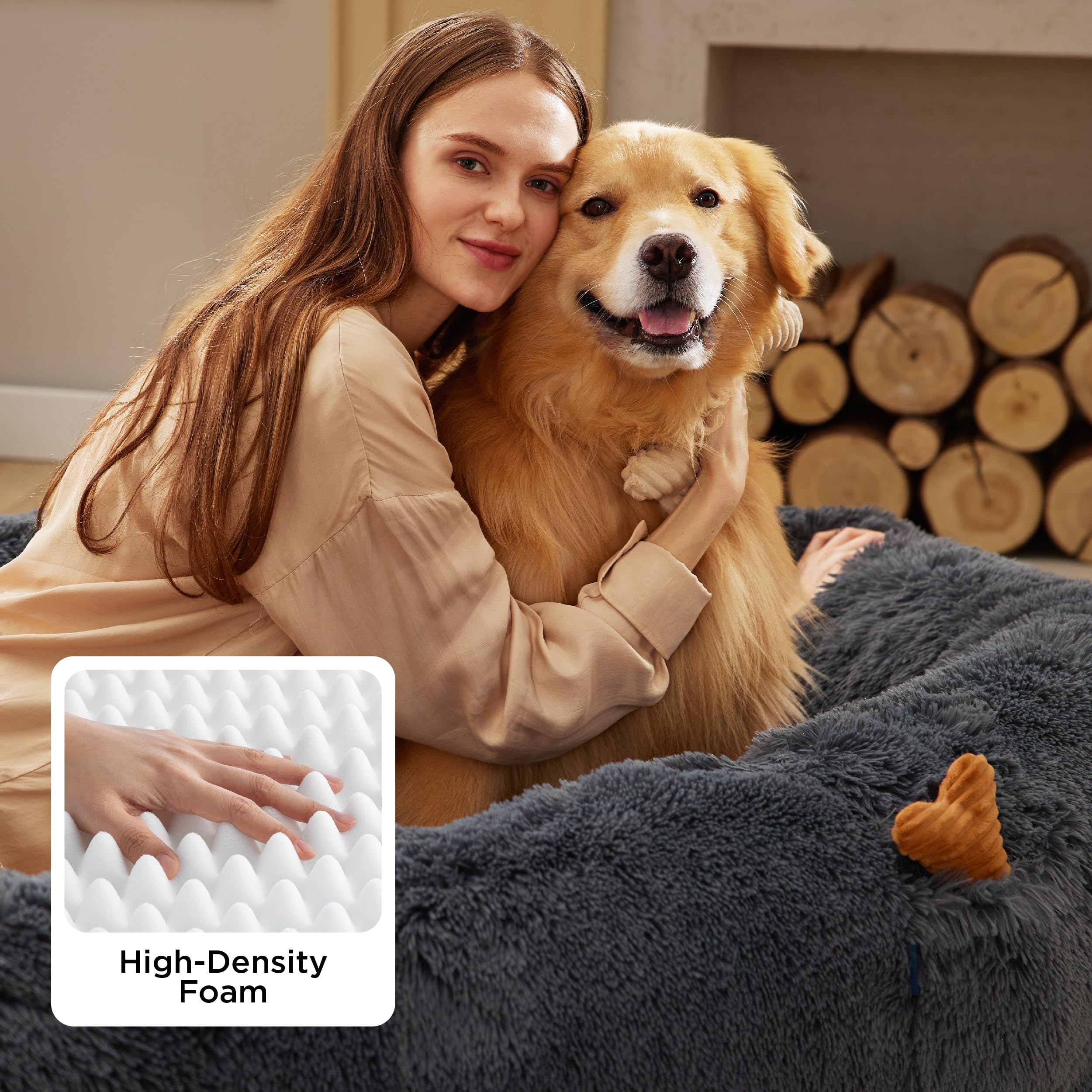 Bedsure Human Dog Bed plush faux-fur close-up for ultimate cozy feel