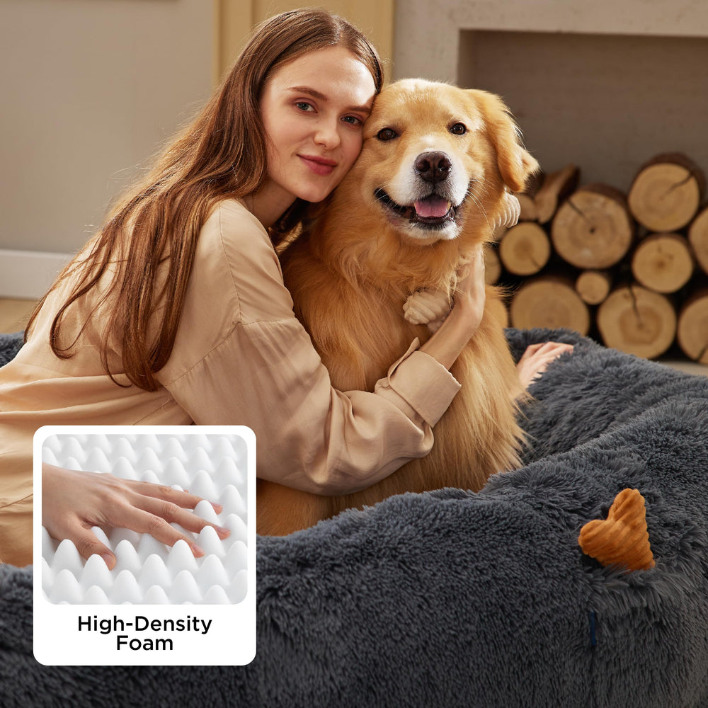 Bedsure Human Dog Bed plush faux-fur close-up for ultimate cozy feel