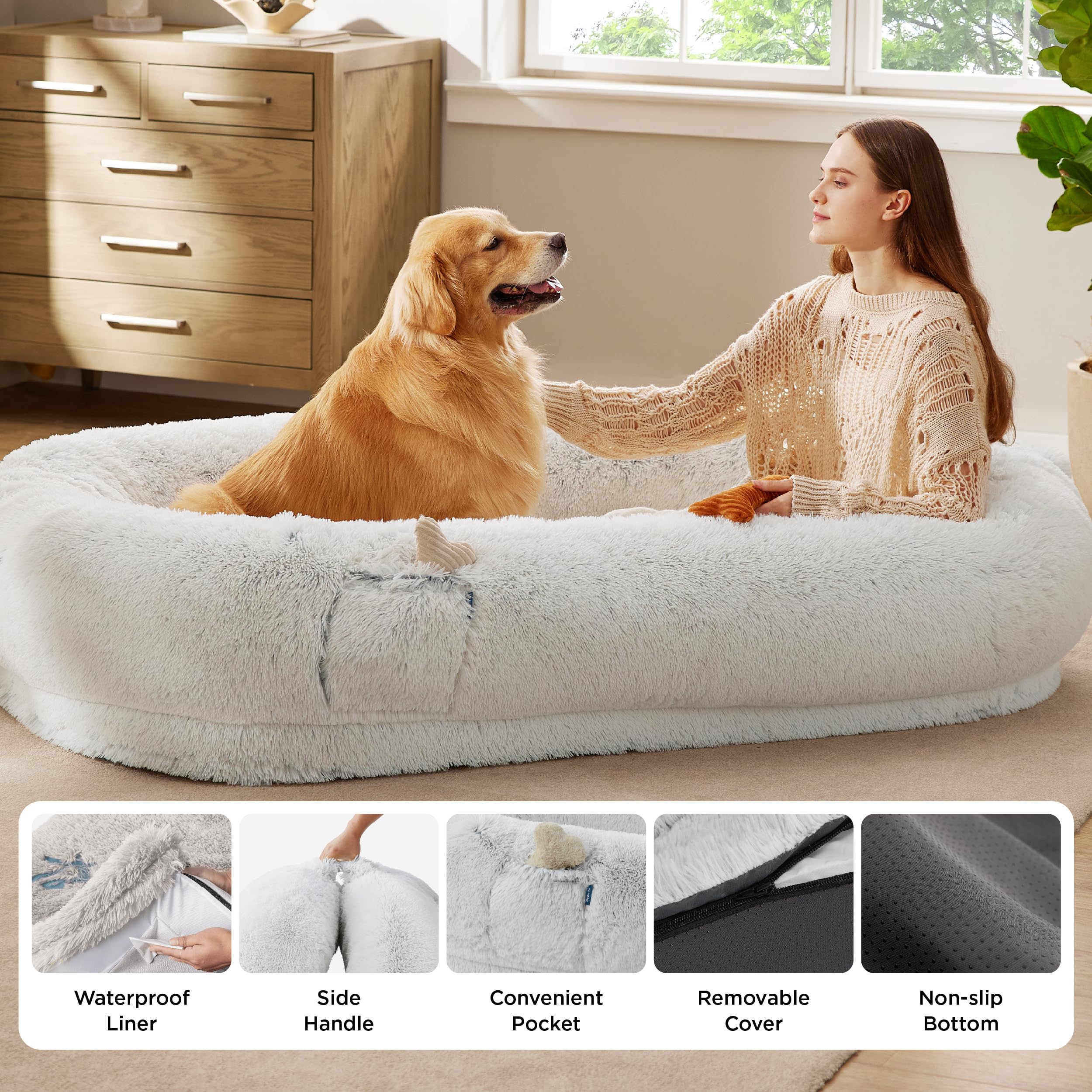 Bedsure removable machine-washable cover for easy cleaning and care.