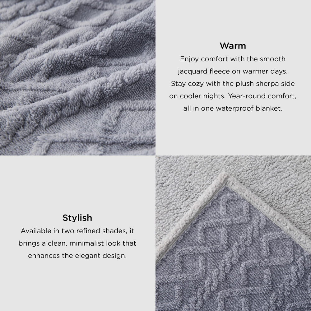 Bedsure jacquard coral fleece blanket shows tufted cable pattern for elegance.