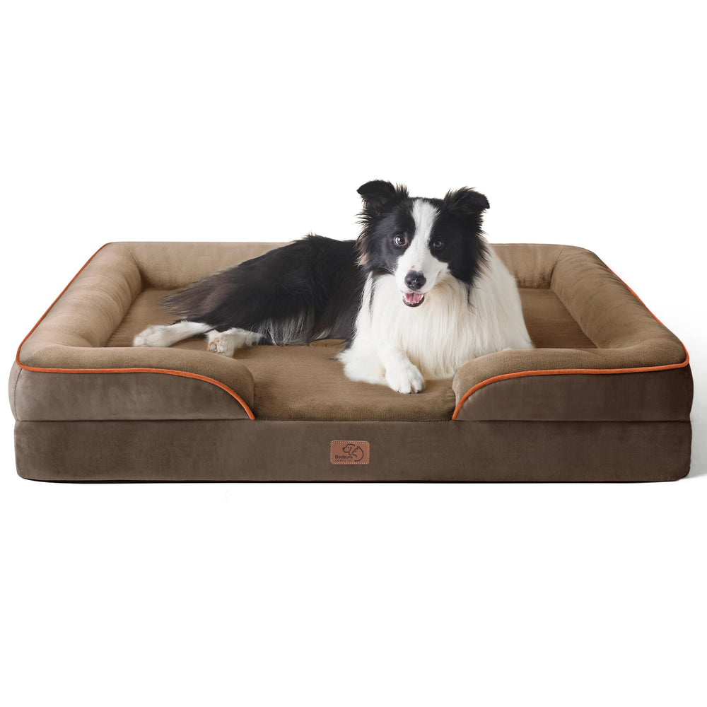 Bedsure L Plus orthopedic dog bed with waterproof cover for spill protection and easy cleaning.