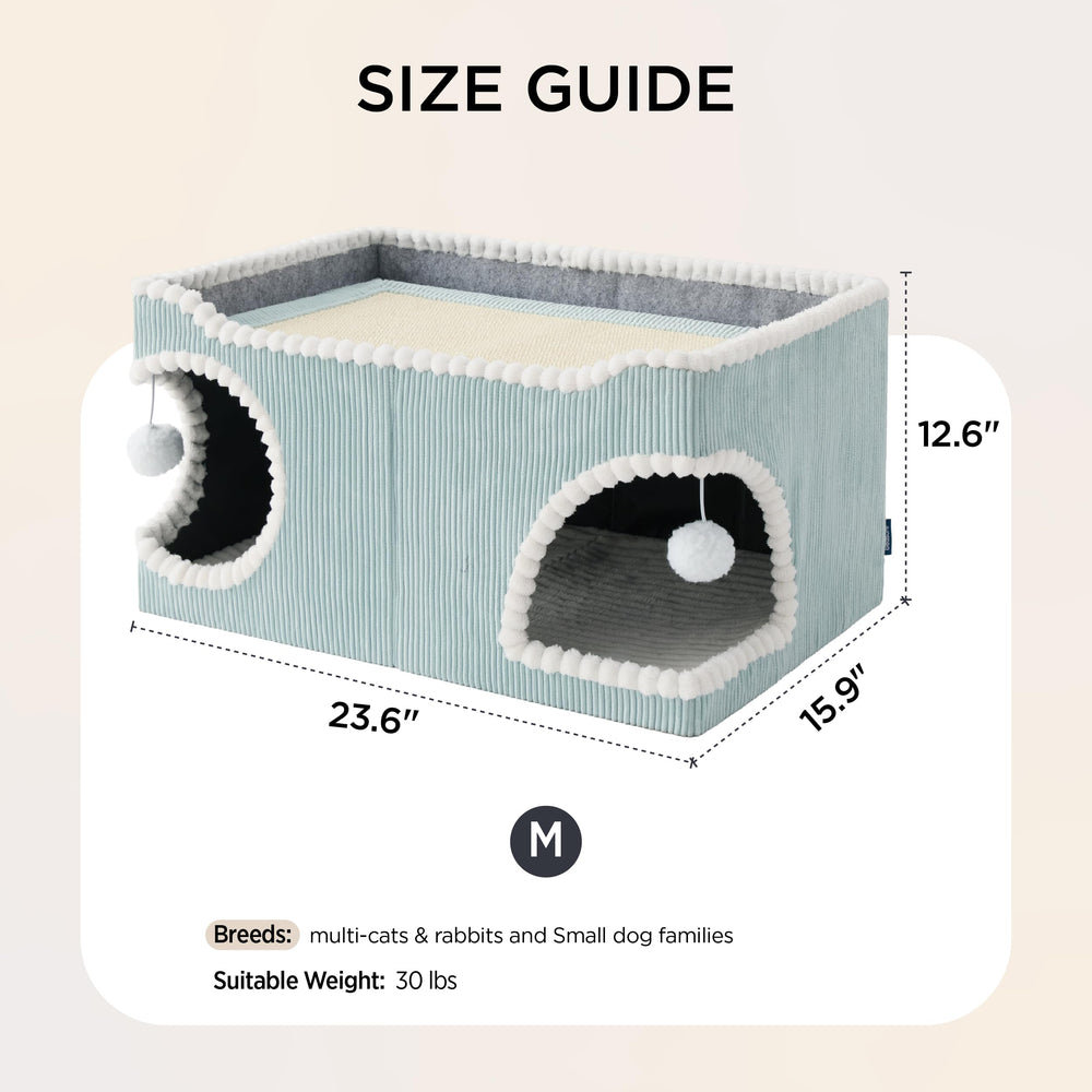 Bedsure large cat bed blue color brightens interiors while welcoming cats for lounging.