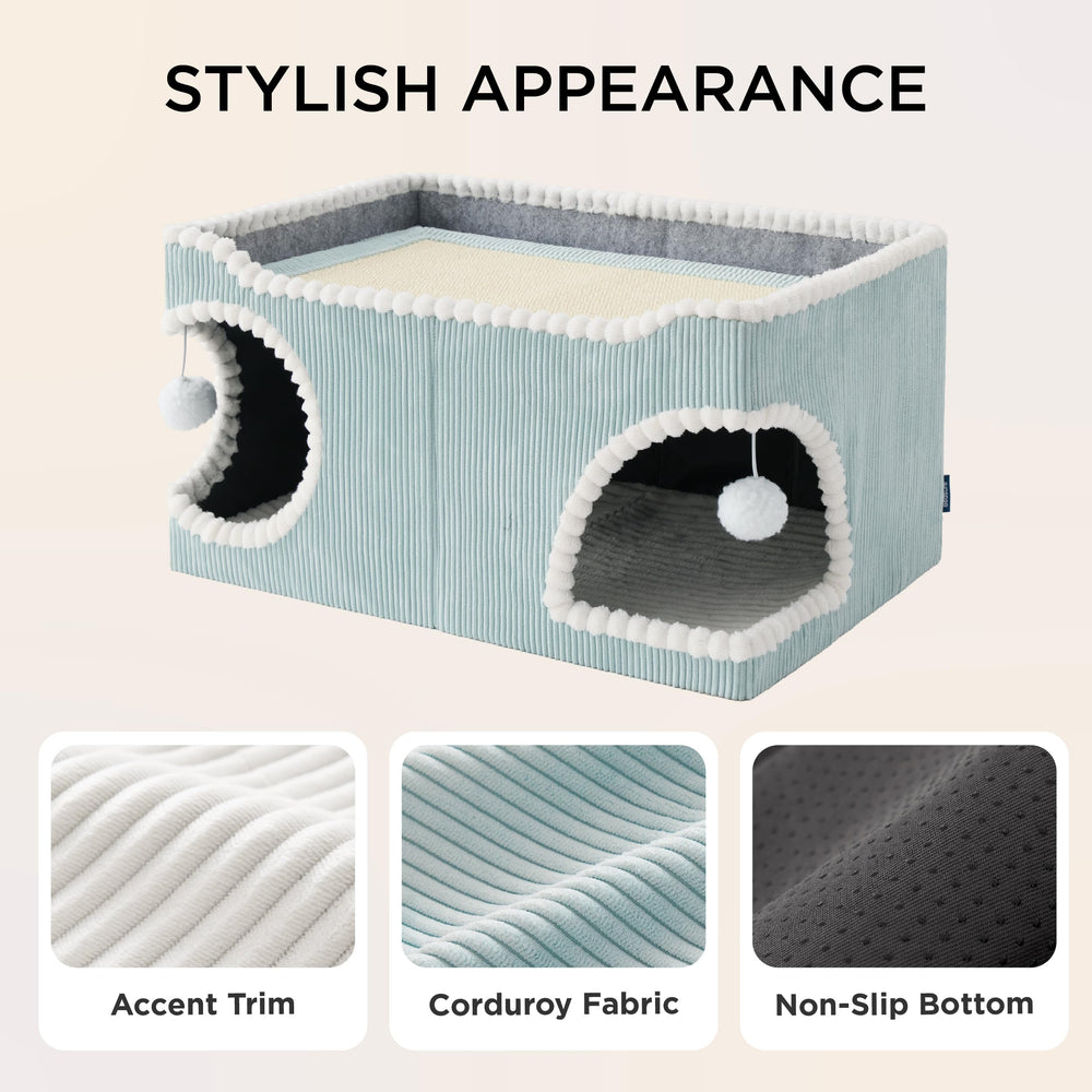 Bedsure large cat bed corduroy fabric adds soft, stylish texture to the space.