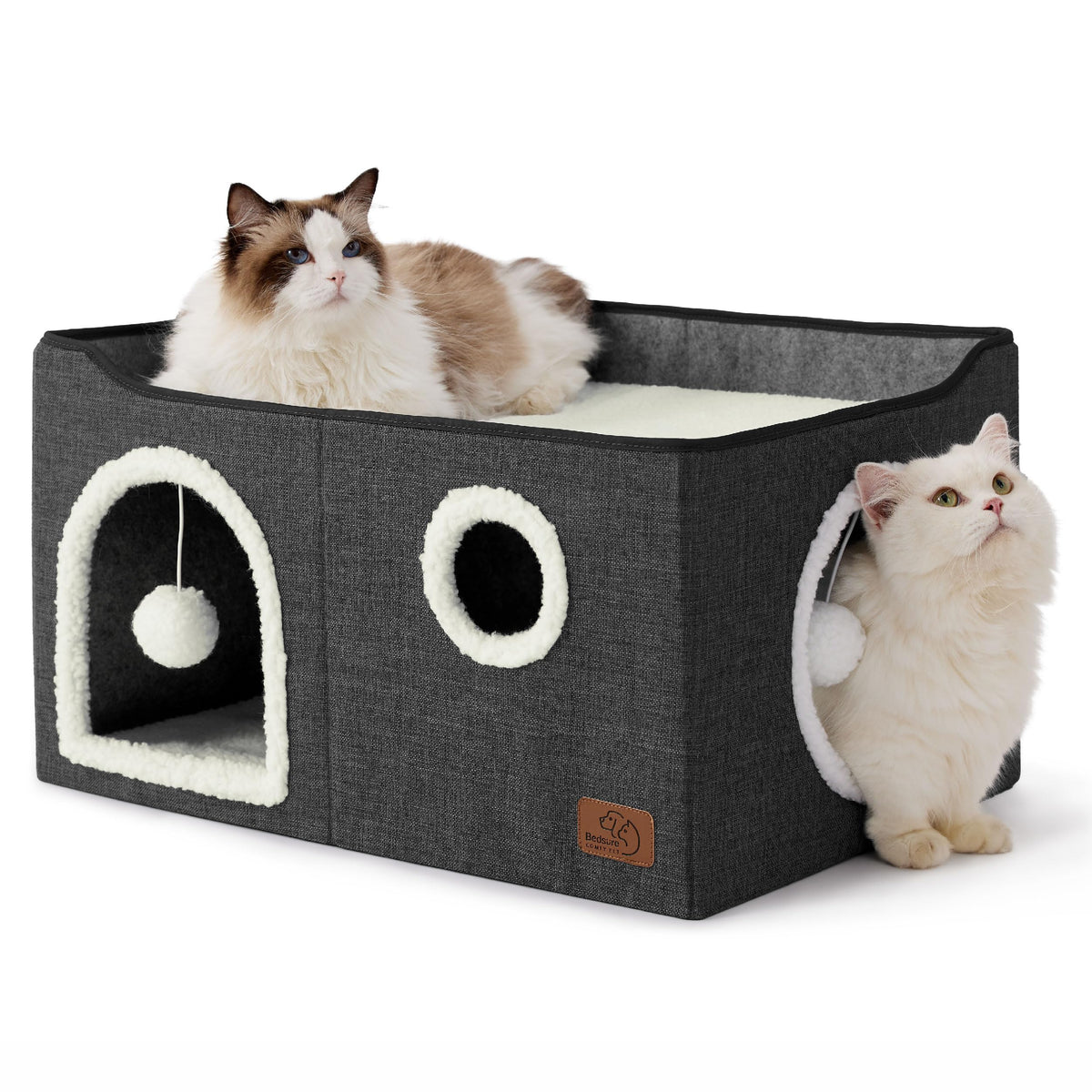 Bedsure large cat bed exterior front view shows durable MDF frame for longevity.