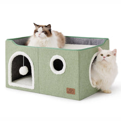 Bedsure Large Cat Bed exterior view highlighting spacious hideaway for lounging.