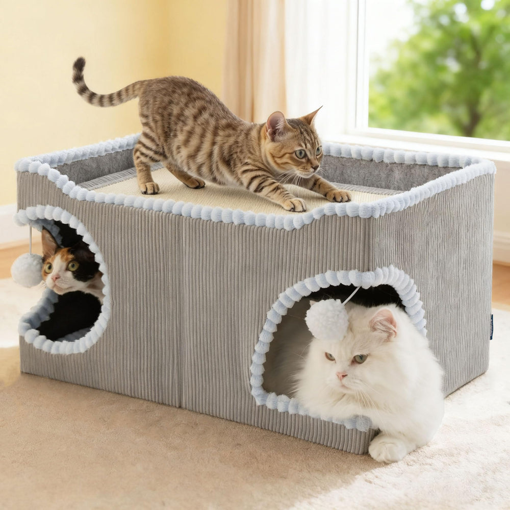 Bedsure large cat bed indoor cave-top scratchboard for claw care and cozy lounging.