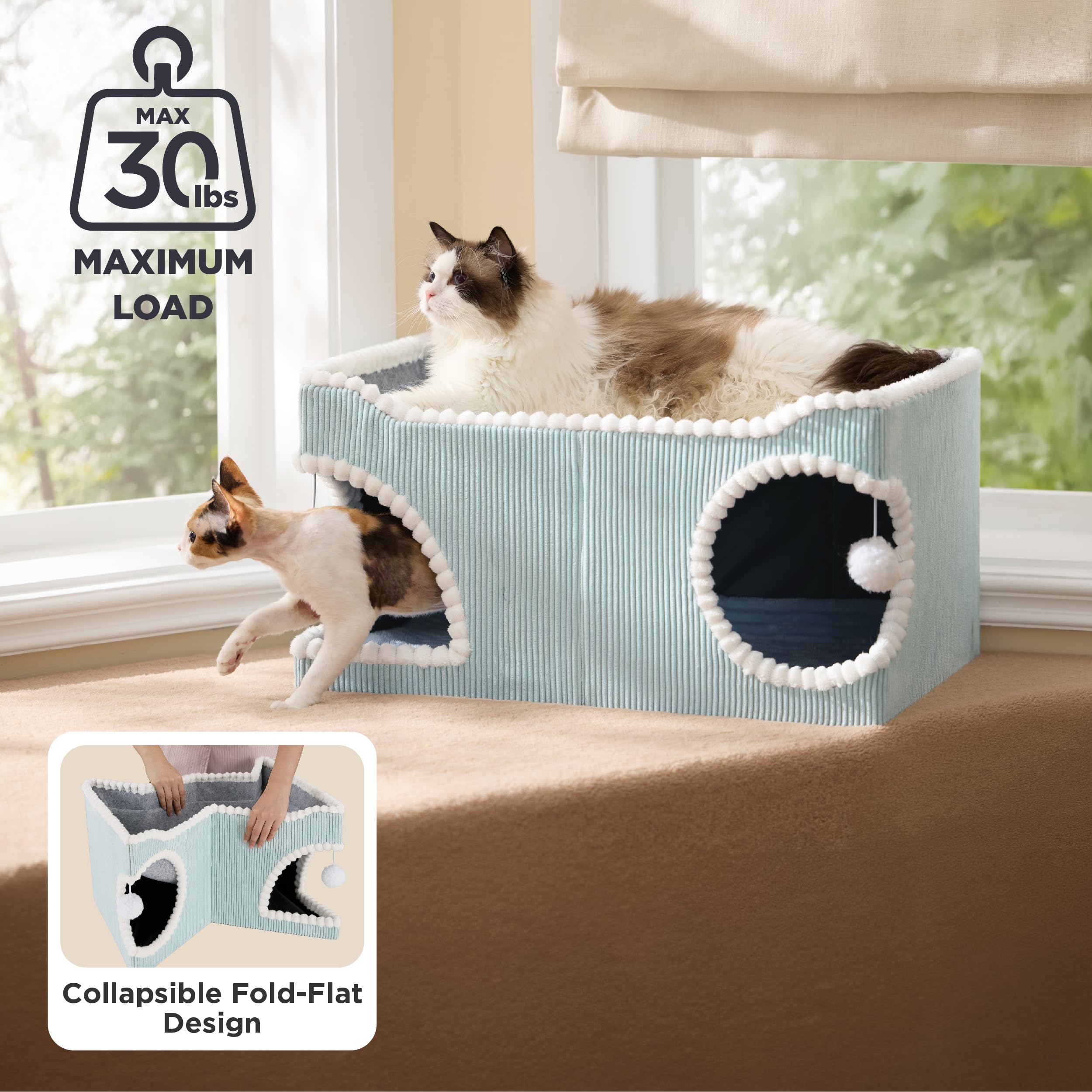 Bedsure large cat bed lounge on top, comfortable vantage for watching surroundings.